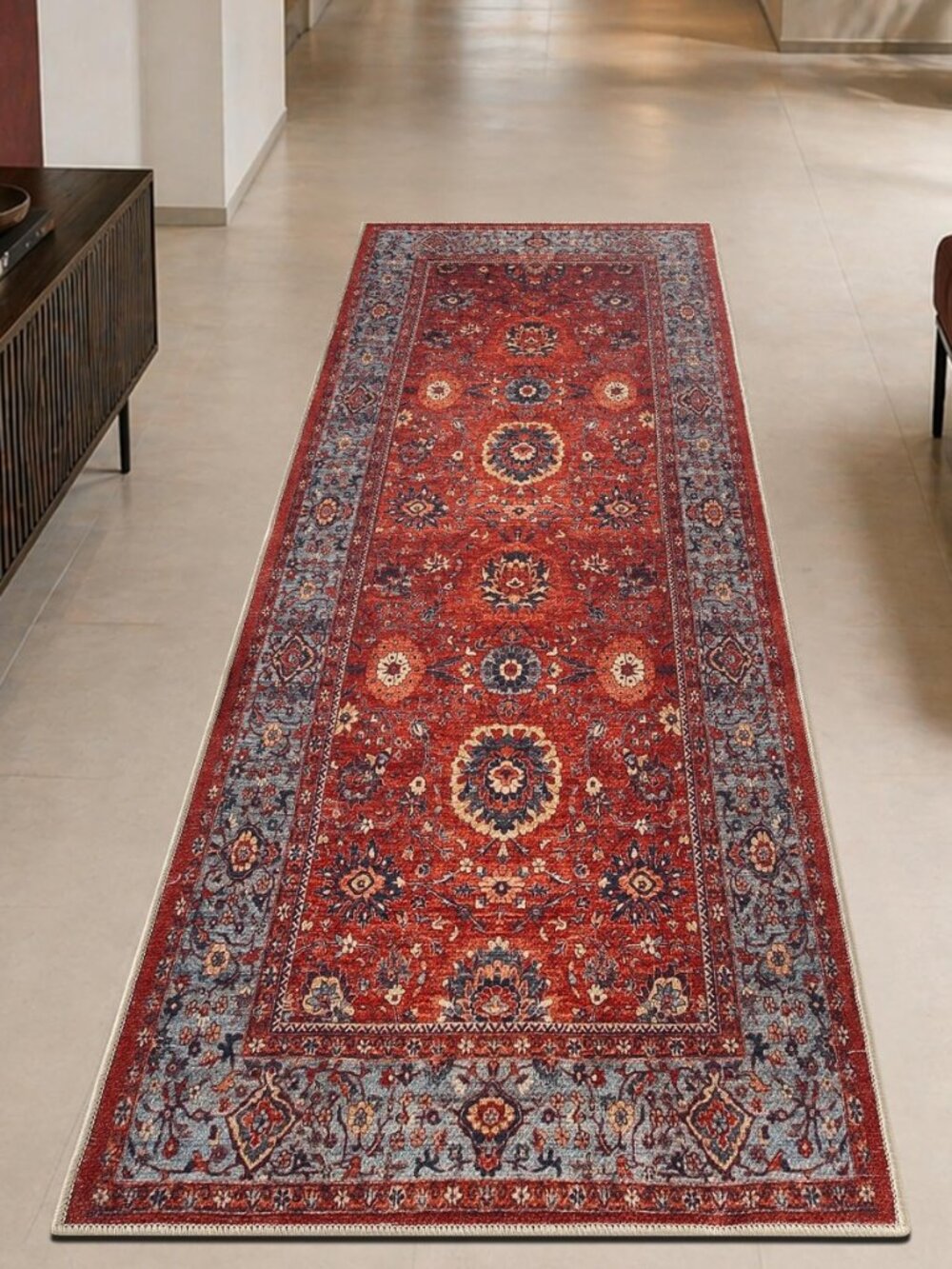Vintage Washable Runner Rug, Non-Slip Low Pile, 2x7